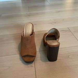 Heeled Brown Mules Size 7.5